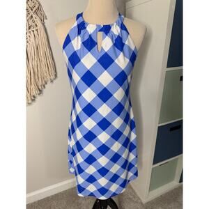 Jude Connally Women's Blue White Checked Checkered Short Mini Melody Dress Small